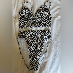 Old Navy Zebra Print High Leg Bikini Set